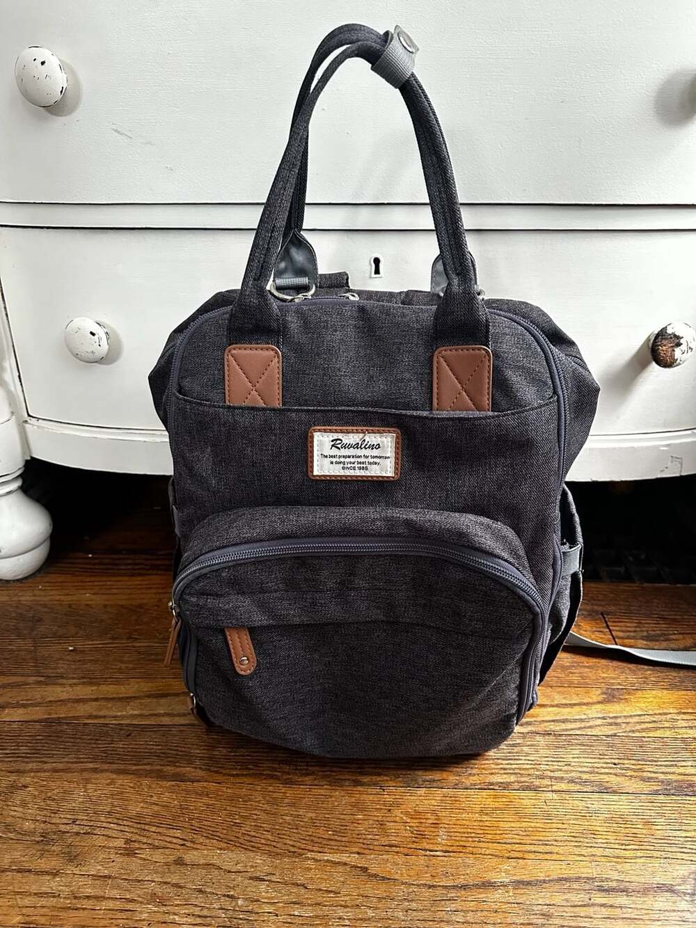 RUVALINO Classic Multi-Function Diaper Bag Backpack with Changing Pad - Dark Gra